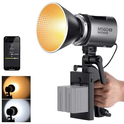 Offerta a tempo: NEEWER MS60B 65W Luce Video LED con Controllo 2,4G/APP Illuminazione Video Continua COB Bicolore Compatto in Metallo Attacco Bowens 2700K-6500K 40000lux@1m/CRI 97+/TLCI 98+/12 Effetti Dimmer PWM — 27% da 149,99 € a 109,79 €