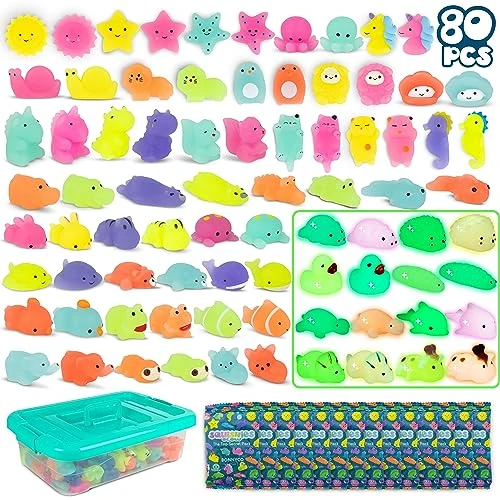 Offerta a tempo: BONNYCO Squishy Piccoli Gadget Compleanno Bambini Pack 80 Mini Giochi. Regalini Fine Festa Compleanno Bambini Che Si Illuminano al Buio, Regalino Fine Festa Dopo Invitati. Mochi Kawaii Gadget - 0.00% da 26.99 € a 26.99 €