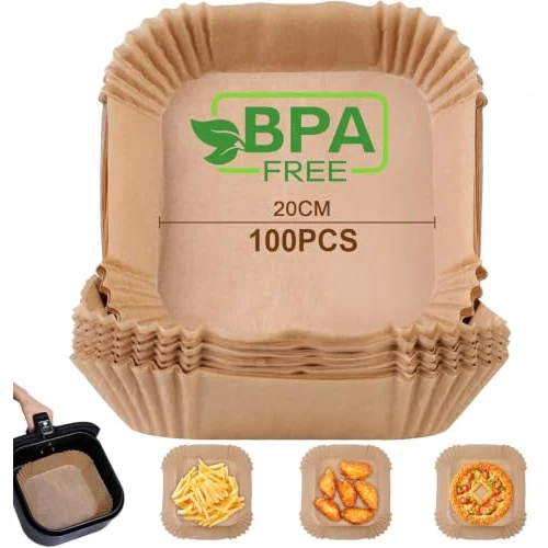Offerta a tempo: AiQInu Carta Forno per Friggitrice ad Aria,100 Pezzi 20-24 cm Carta Pergamena Quadrata, Antiaderente Carta per Friggitrice ad Aria Facile da Pulire per 4.5-6L Friggitrice ad Aria - 5% da 10.99 € a 10.44 €