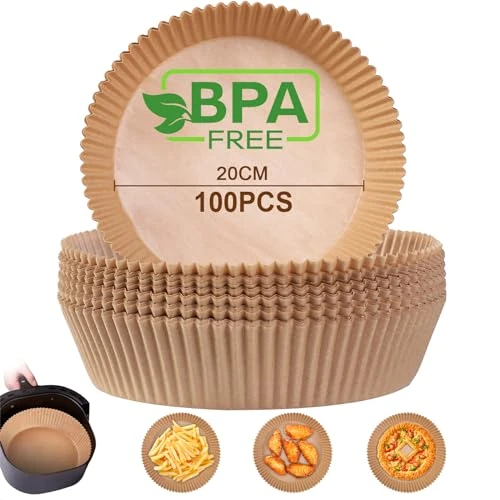 Oferta limitada: AiQInu Papel Pergamino Redondas Freidora Aire, 100 Piezas Forro de Papel Desechable, Papel de Aceite Silicona Antiadherente para Hornear Asar Horno y Microondas, Backpapier de 9.55 EUR a 9.55 EUR (ahorro 0%)