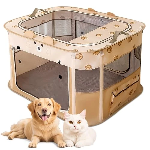 Offerta a tempo: ALLSOPETS Recinto per Cani da Interno Pieghevole, Orso Marrone, M - 0.00% da 40.07 € a 40.07 €