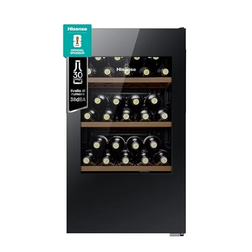 Offre limitée : Hisense MWC4894GF – Cave à Vin 30 Bouteilles, Monotemperature, Vitres Anti-UV, Étagères en Bois, Écran Tactile, Éclairage LED, Année 2023 de 245.89 € à 245.89 € (0.00% de remise)