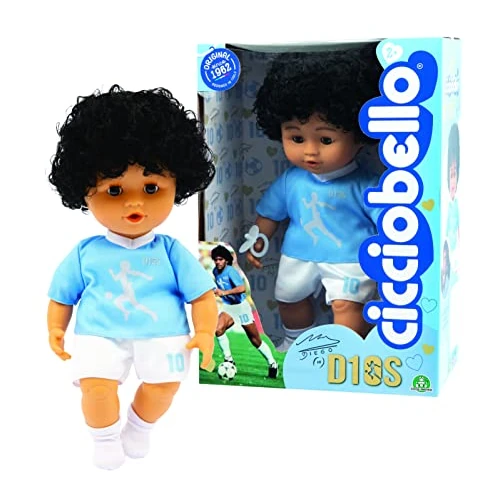 Cicciobello D10S- Cicciobello in de versie voetballer van Napels, hoogte 30 cm, met zacht lichaam en fopspeen, voor kinderen vanaf 2 jaar, Giochi Preziosi