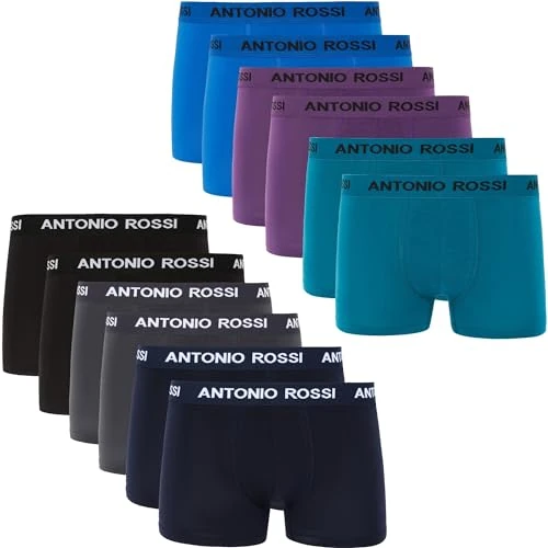 Offerta a tempo: ANTONIO ROSSI (confezione da 12) boxer aderenti da uomo - Boxer da uomo multipack con elastico in vita - 16% da 39.59 € a 33.26 €