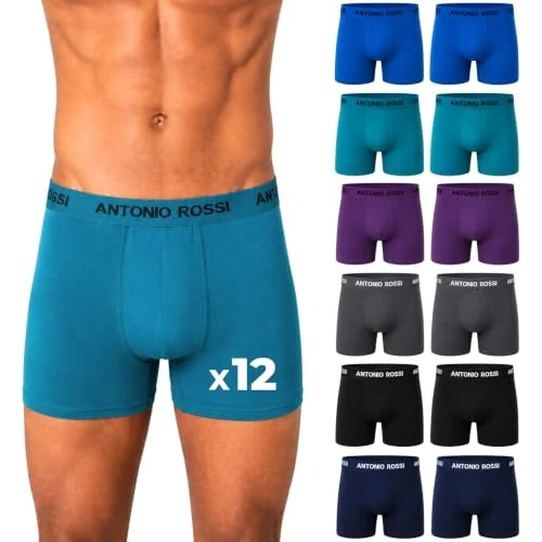 Zeitlich begrenztes Angebot: ANTONIO ROSSI 12er-Pack Boxershorts Herren Baumwolle, Stretch-Bund von 39.59 € auf 32.46 € (18% Rabatt)