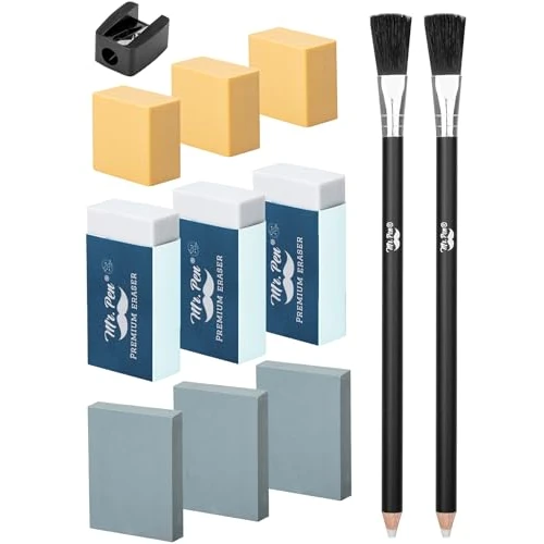 Mr. Pen - Juego de borradores de arte, 12 unidades, borrador de lápiz, borrador de artista, borradores de arte, borradores de dibujo, lápices de goma de borrar para artistas, borradores de dibujo para