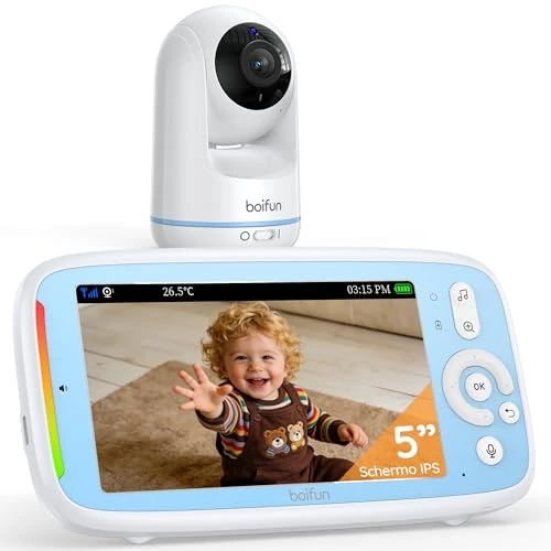 Zeitlich begrenztes Angebot: BOIFUN Baby Monitor mit 360° HD-Drehkamera, 5" IPS-Bildschirm, Bidirektionales Audio, Temperaturüberwachung, 3050mAh Akku, 3X Zoom, Nachtsicht, VOX-Modus, Kinderlieder für Neugeborene von 82.99 € auf 82.99 € (0.00% Rabatt)