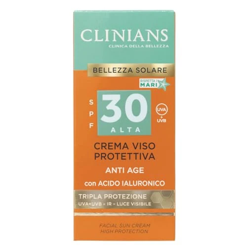 Offerta a tempo: CLINIANS | Crema Solare Viso Anti Age SPF30 con Peptide Multifunzionale Anti Age e Vitamina E, 75mL - 38% da 13.89 € a 8.60 €