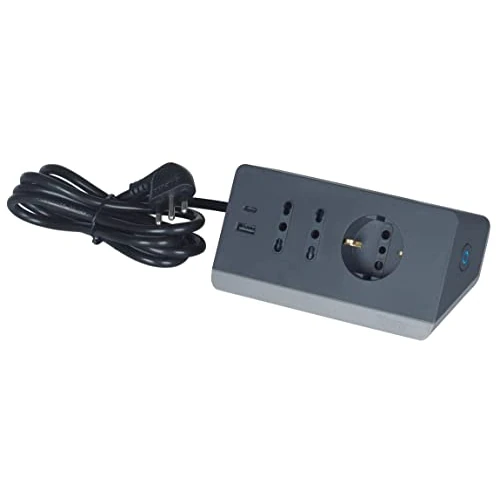Offerta a tempo: BTICINO Ciabatta Multipresa Elettrica 5 Posti, 2 Prese USB 3A, 1 Polivalente Schuko 10A e 2 Bipasso 10/16A, Multipresa da Scrivania con Interruttore e Cavo 2m Spina 10A, Robusta e Funzionale, Nero - 0.00% da 25.90 € a 25.90 €