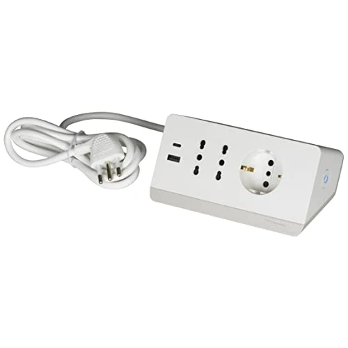 Oferta limitada: BTICINO Regleta eléctrica de 5 plazas, 2 Tomas USB 3A, 1 Schuko polivalente 10/16 A y 2 bipaso 10/16 A, regleta de Escritorio con Interruptor y Cable de 2 m, Enchufe 16 A, Robusta y Funcional, Blanco de 30.67 € a 30.67 € (ahorro 0.00%)