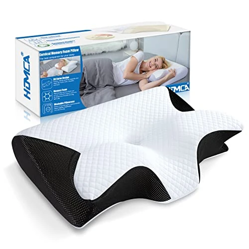 Offerta a tempo: HOMCA Cuscino Ortopedico, 2 in 1 Cuscino Ergonomico in Memory Foam per Dormire, Cuscino per Supporto Cervicale con Federa Sfoderabile e Lavabile, 60x40x12/14 cm, Nero - 10% da 58.99 € a 52.99 €