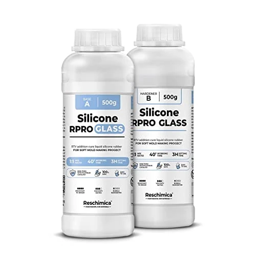 Offerta a tempo: Gomma siliconica Traslucida 1:1 R PRO GLASS (1 kg) | Silicone per Stampi Fai Da Te, Atossica ed Inodore, Ideale per Stampi in Resina, Cera, Gesso e Cemento - 0.00% da 25.90 € a 25.90 €