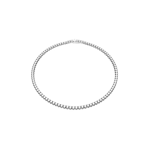 Swarovski Matrix Tennis Halskette, Rundschliff, Weiß, Rhodiniert