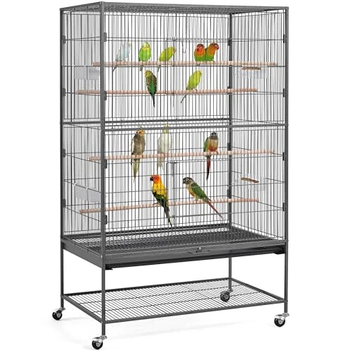 Offerta a tempo: Yaheetech Gabbia Uccelli Grande Piedistallo 93,5×56,5×153 cm Nero - 15% da 159.99 € a 135.99 €