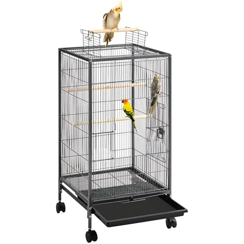 Offre limitée : Yaheetech Cage à Oiseaux sur Pied Cage à Oiseaux en Métal à roulettes avec Fond Amovible 45,5 × 45,5 × 100,5 cm de 63.99 € à 63.99 € (0.00% de remise)