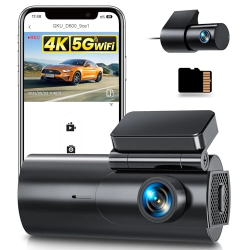 Offerta a tempo: GKU Dash Cam Auto 4K+1080P, 5GHz WiFi Telecamera per Auto con Scheda SD 64G — 26% da 89,99 € a 66,49 €