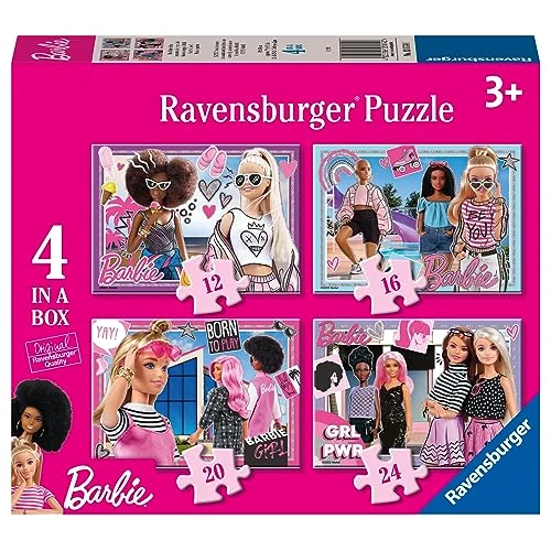 Offerta a tempo: Ravensburger - Puzzles Barbie 4 Pack | Puzzle Bambini 3 Anni In Su | Regalo Bimba — 15% da 8,99 € a 7,64 €
