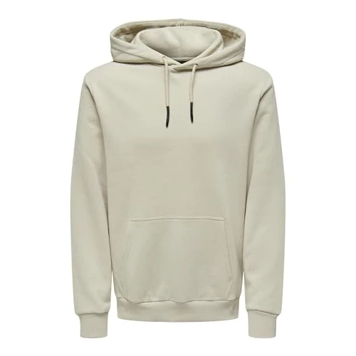 Tijdelijke aanbieding: ONLY & SONS Heren capuchontrui ONSCERES sweatshirt, Zilvervoering., L van 29.99 € naar 18.95 € (37% korting)