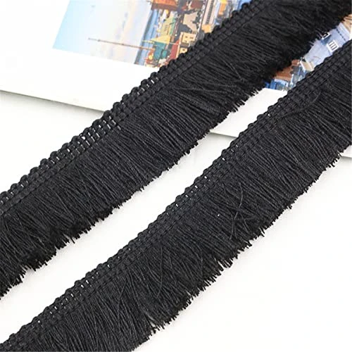 Limited-time offer: 6 Meters 25mm Fringe Tassel Trim Macrame Tassel Ribbon Lace Trim Fringe Trim Cotton Tassel Fringe Lace Edging Trim Ribbon Fabric for Clothes Curtain Blanket Hammock Umbrella Decor Sewing (Black) from 12.81 GBP to 12.81 GBP (save 0%)