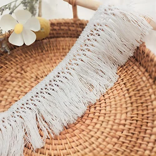 9 Meter 6 cm Katoen Franje Boord Kwastjes Trim Kantlint Rand Kussendecoratie voor Kleding, Doe-het-zelf Naaien, Wit