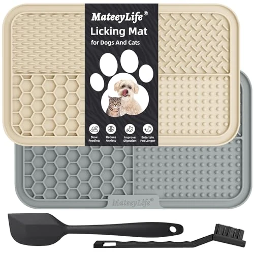 Offerta a tempo: Mateeylife 2 PCS Grande Tappetino Ciotole Gatto Per Cani E Gatti Con Ventosa, Tappetino Ciotola Cane Per Alleviare L'Ansia, Lick Mat Per Cani Per La Noia, Burro Di Arachidi Per Gatti Cose Per Cani - 35% da 16.99 € a 10.99 €