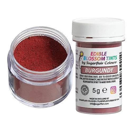 Offerta a tempo: Sugarflair Blossom Tint Dust Burgundy, Rosso - Colorante Alimentare, Polveri Coloranti Commestibili per Torte, Pasta di Zucchero, Glassa, Cioccolato, Crema al Burro, Macarons - 5g - 0.00% da 4.49 € a 4.49 €