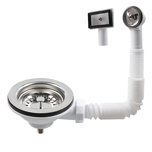 Tijdelijke aanbieding: Talea 304 roestvrij staal 5.5 cm lange schroef keuken spoelbak 114 mm kom type afvoer afvoerzeef met overloop 2-typen overloop XK186GE van 17.99 € naar 17.99 € (0.00% korting)