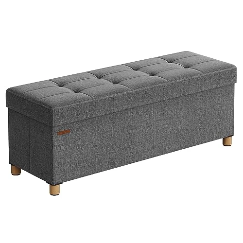 Tijdelijke aanbieding: SONGMICS Poef, opbergbox, kruk met voetensteun, opvouwbaar, bank met opbergruimte, 38 x 110 x 40 cm, voor woonkamer, slaapkamer, donkergrijs LSF018G11 van 66.99 EUR naar 66.99 EUR (korting 0%)