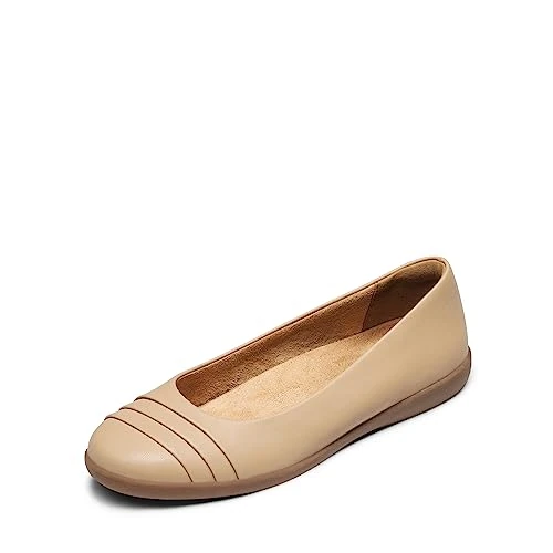 DREAM PAIRS Women's Flats with Arch Support, Ballet Flats for Women Dressy Comfortable, Round Toe & Slip On Office Shoes SDFA2306W,Size 5,Nude,SDFA2306W