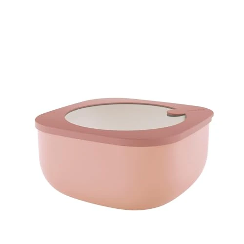 Guzzini - Kitchen Active Design, STORE&MORE BIO, Recipientes Herméticos Bajos para Nevera/Congelador/Microondas (L) - Rosa Flor de Melocotón, 19,5 x 19,5 x h9,3 cm | 1900 cc - 170721251