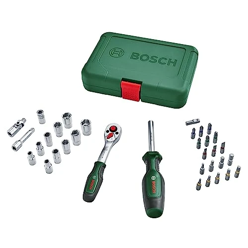 Offerta a tempo: Bosch Set da 34 pezzi di cricchetti/bussole da 1/4", set di bussole versatile, di alta qualità per molteplici progetti di fai-da-te, ergonomiche, impugnatura SoftGrip, portabit magnetico - 30% da 39.99 € a 27.99 €