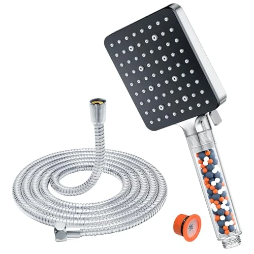 Limited offer: Shower Head and Hose 1.6M with Filter - YEAUPE PRO Square High Pressure Bathroom Shower Heads 6 Jet Modes,Large Powerful Flow Rain Showerhead for Low Pressure Hard Water Filter Shower Head from 25.49 EUR to 17.59 EUR (save 31%)