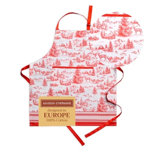 Offre limitee: Maison d'Hermine Tablier 100 % coton avec col réglable et poche centrale cachée | Thanksgiving/Noël, 70 cm x 85 cm de 25.99 EUR a 20.79 EUR (economie 20%)