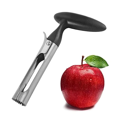 NIUQIGE Drylownica do jabłek, z uchwytem ABS i ząbkowanym ostrzem ze stali nierdzewnej, łatwa w obsłudze i trwała drylownica do jabłek, do gruszek, papryki, fuji, miodu, jabłek, czarna