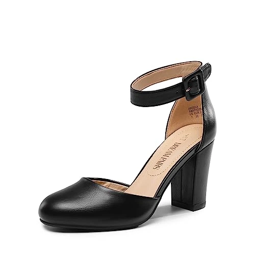 Offerta a tempo: DREAM PAIRS Décolleté da Donna con Tacco Alto e Largo e Grosse Décolleté da Sposa con Punta Chiusa,Size 38,Nero-Pu,Angela - 15% da 39.99 € a 33.99 €
