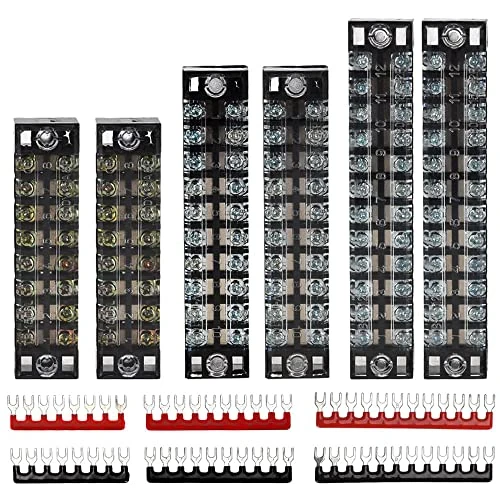 Offerta a tempo: Greluma Morsettiera e Striscia - 6 Set 8/10/12 Posizioni 600V 15A Morsettiera a Vite a Doppia Fila Morsettiera con Coperchio + Terminali Preisolati 400V 10A Barriere Ponticelli - 15% da 12.99 € a 10.99 €