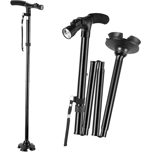 Oferta limitada: Bastón de paseo plegable con linterna LED, para personas mayores, altura ajustable, caña ligera, asa en T, base antideslizante de 34.88 € a 34.88 € (ahorro 0.00%)