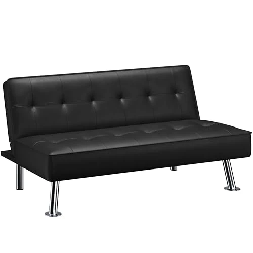 Offerta a tempo: Yaheetech Divano Letto Reclinabile Convertibile in Letto Nero/Pelle - 14% da 169.99 € a 145.99 €
