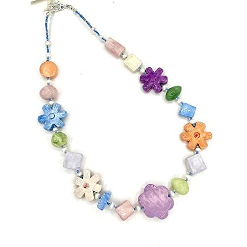 Offerta a tempo: Collana girocollo PRIMAVERA, con fiori in ceramica lavorata a mano - 0% da 91.99 € a 91.99 €