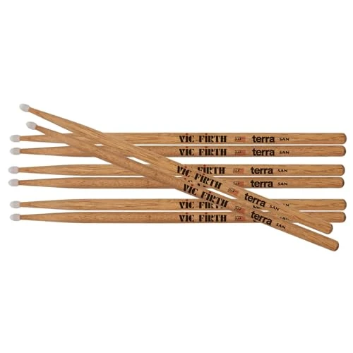 Limited-time offer: Vic Firth - American Classic® Terra Series Drumsticks 5ATN - American Hickory - Nylon Tip - 4 Pair Pack from 47.99 £ to 47.99 £ (save 0.00%)
