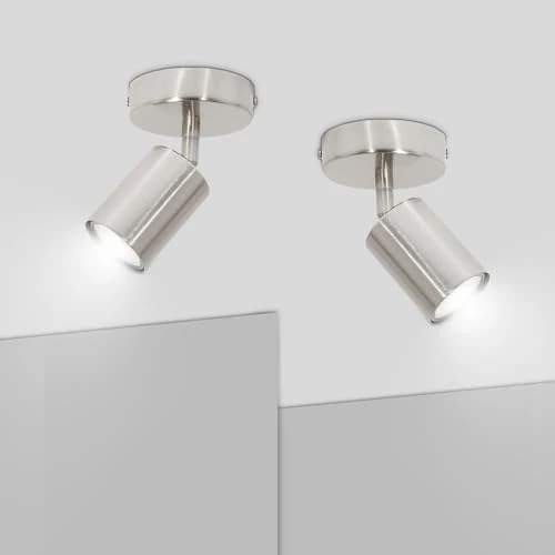 Offerta a tempo: Ketom Lampada Faretti da Soffitto Orientabili - GU10 Faretti LED da Soffitto in Nichel - Moderna Plafoniera LED Faretti 1 Luce - Faretto da Parete Interno - Senza Lampadina - 5% da 24.01 € a 22.71 €