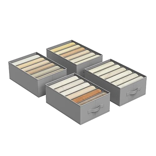 Oferta limitada: SONGMICS Juego de 4 Organizadores de Cajón, Organizadores de Armario de 6 Compartimentos, Plegables, 42 x 30 x 17 cm, para Pantalones, Ropa, Gris Paloma RUS009G04 de 29.99 € a 14.43 € (ahorro 52%)