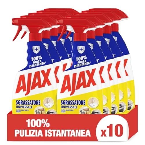 Offre limitée : Ajax Dégraisseur universel pulvérisateur, contre tout type de graisse, action à l'envers, 10flacon de 600 ml de 28.00 € à 28.00 € (0.00% de remise)