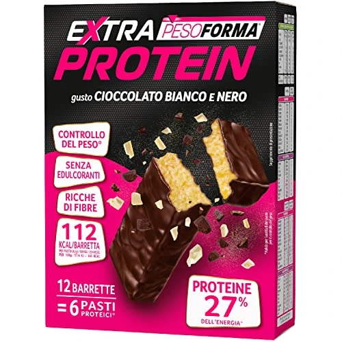 Offerta a tempo: Pesoforma Extra Protein Barrette Proteiche al Gusto Cioccolato Bianco e Nero, 372g - 26% da 12.40 € a 9.20 €