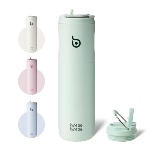 Offerta a tempo: BOTTLE BOTTLE Borraccia con Cannuccia Sportiva Borraccia Termica Palestra 700ml Thermos Bevande Calde (Verde latte) - 27% da 25.99 € a 18.99 €
