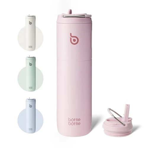 Limited-time offer: Bottle Bottle Stainless Steel Water Bottle 700ml with Straw and Lid Sports Insulated Metal Water Bottles with Handle(Light Pink) from 22.99 GBP to 19.54 GBP (save 15%)