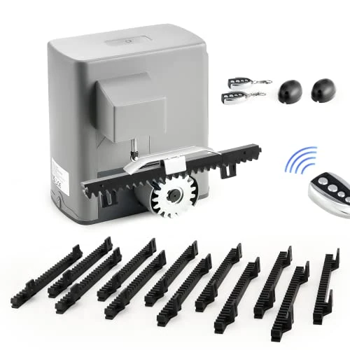 CO-Z 280W Sliding Gate Automation Kit, Motor Sliding Gate for Doors Up to 600kg 12m with 2 Remote Controls, Rack 12x0.33M and Infrared Sensors for Garden Garage