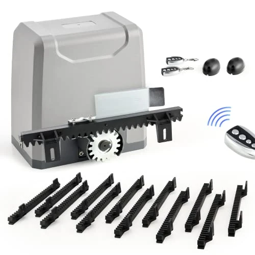 Offerta a tempo: CO-Z 400W Kit Automazione Cancello Scorrevole, Motore Cancello Scorrevole per Porte Fino a 1000kg 12 m con 2 Telecomandi, Cremagliera 12x0.33M e Sensori a Infrarossi per Giardino Garage, Grigio - 0% da 224.99 € a 224.99 €