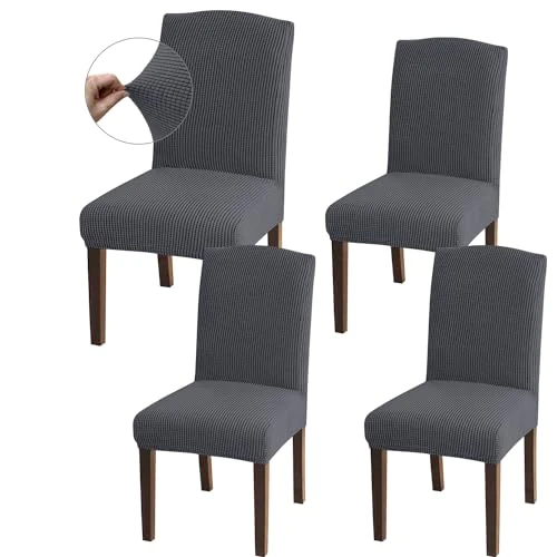 Offerta a tempo: Granbest Coprisedia ad alta elasticità, vestibilità universale, coprisedia jacquard, coprisedia rimovibile per sala da pranzo, cucina, ristorante e hotel (set di 4, grigio) - 30% da 16.99 € a 11.86 €