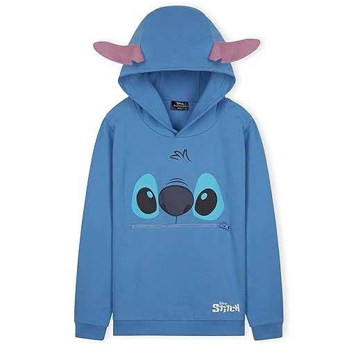Offerta a tempo: Disney Felpe con Cappuccio per Bambina, Morbida Felpa - Regalo Ragazza(Blu Stitch, 11-12 Anni) - 20% da 27.99 € a 22.39 €